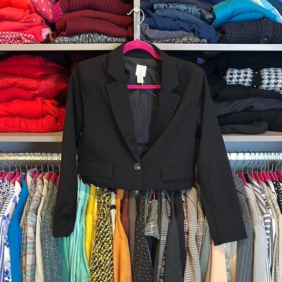 Joie black 1 button 2 pocket cropped blazer size XS - Picture 1 of 3
